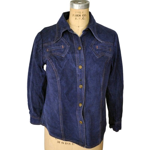 Vintage 70s Kemington Express Dark Blue Shirt - Picture 1 of 4